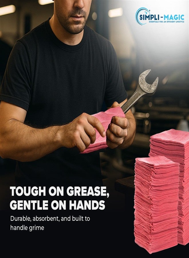 سيمبلي-ماجيك مناشف ورقية قطنية من سيمبلي ماجيك مقاس 14 × 12 بوصة (عبوة من 110 مناشف) - مناشف تنظيف قابلة لإعادة الاستخدام للسيارات والصناعات والجراجات والمنازل (أحمر) - Image 3